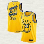 Stephen Curry NO 30 Camiseta Golden State Warriors Hardwood Classics Amarillo